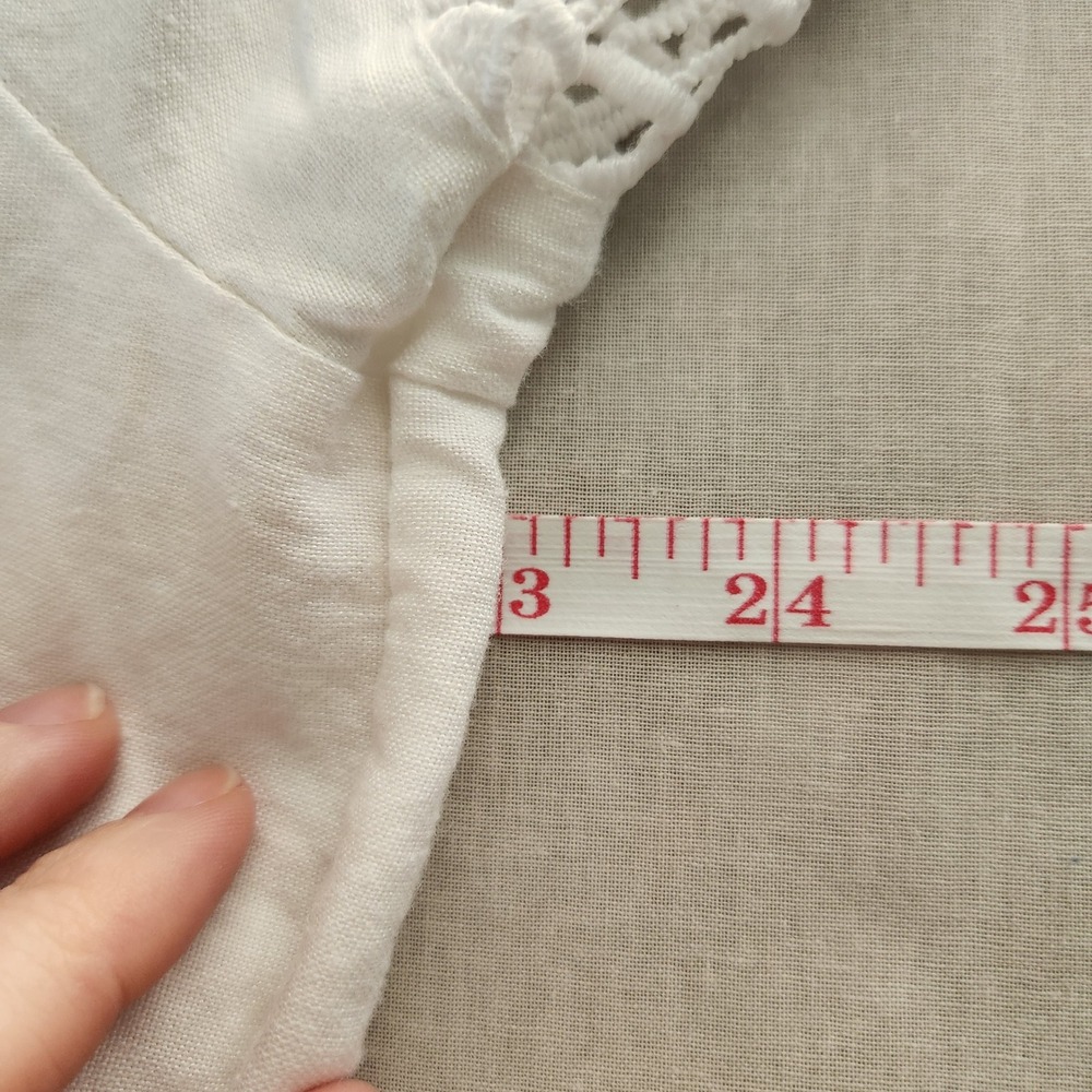 Ashley Stewart White Linen Blend Off Shoulder Crochet Lace Crop Top Womens 16W - Picture 4 of 6